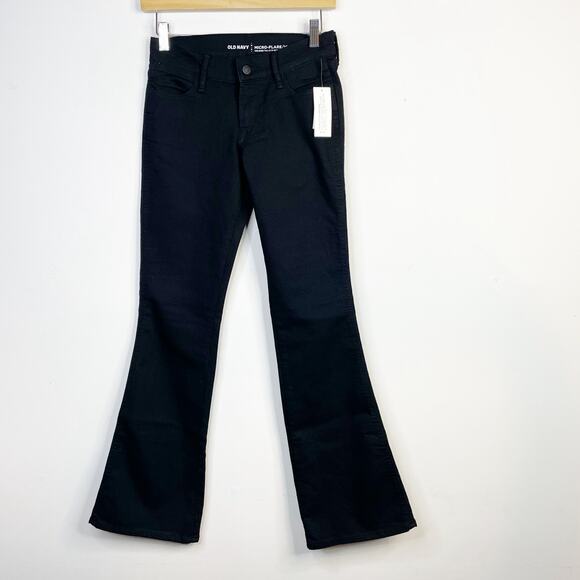 Old Navy Mid Rise Micro Flare Stretch Denim Jeans Black Womens 0P 0 Petite New - Picture 2 of 15